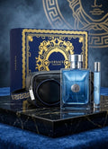 Versace Pour Homme 3-Piece Luxury Gift Set – 3.4 oz EDT + 0.34 oz Travel Spray & Toiletry Bag